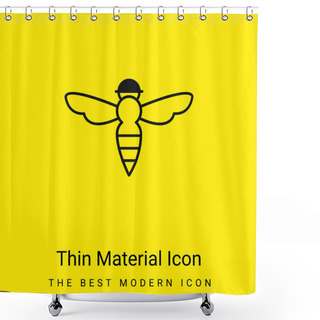 Personality  Bee With Sting Outline Minimal Bright Yellow Material Icon Shower Curtains