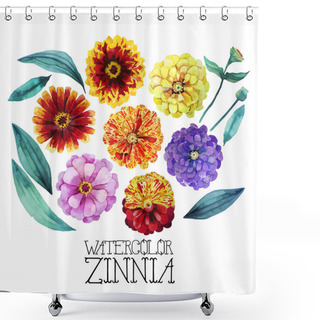 Personality  Watercolor Zinnia Set Shower Curtains