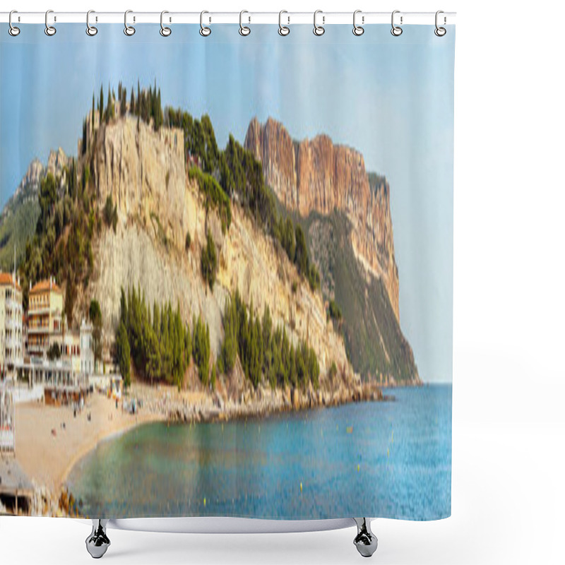 Personality  Waterfront With Beach And Cliffs Of Cassis Resort Town. Southern France, Provence Shower Curtains
