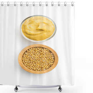 Personality  Yellow Mustard And Mustard Seeds. Shower Curtains