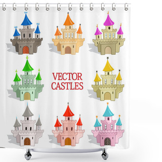 Personality  Set Of Funny Vector Castles For Game Design Or Maps. Shower Curtains