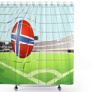 Personality  A Ball Hitting A Goal With The Flag Of Norway Shower Curtains