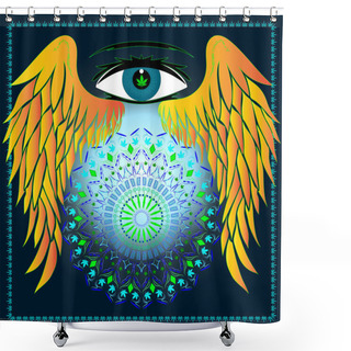 Personality  Eye, Wings, Marijuana Leaves And Mandala Shower Curtains