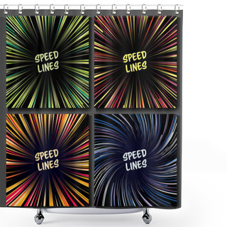 Personality  Manga Speed Lines Vector Set. Layout For Comic Books. Banner With Radial Colored Effect Illustration. Starburst Explosion In Manga Or Pop Art Style. Shower Curtains