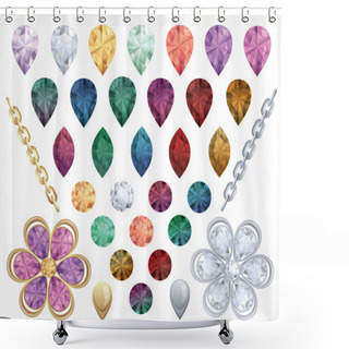 Personality  Set Of Jewelry Gems Shower Curtains