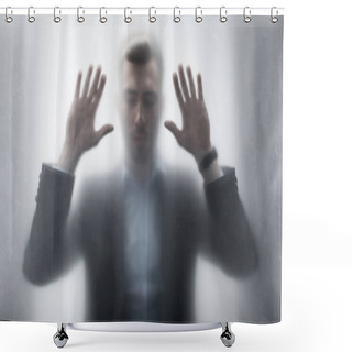 Personality  Silhouette Of Man Behind The Glass Shower Curtains