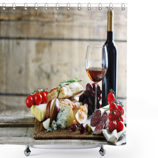 Personality  Still Life With Various Types Of Italian Food And Wine Shower Curtains