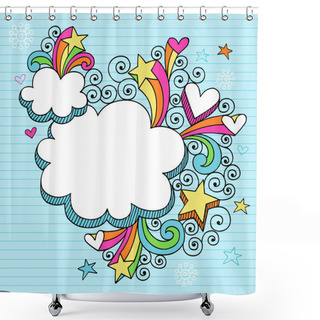 Personality  Cloud Picture Frame Groovy Psychedelic Doodles Vector Design Shower Curtains