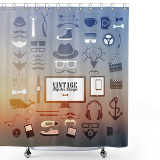 Personality  Hipster Style Elements Shower Curtains