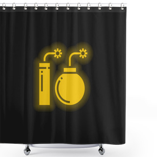 Personality  Blast Yellow Glowing Neon Icon Shower Curtains