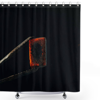Personality  Hookah Tongs And Hot Coal Isolated On Black Shower Curtains