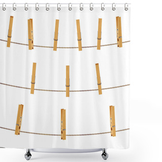 Personality  Retro Wood Pegs Shower Curtains