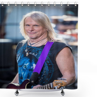 Personality  Steve Morse On Stage For NBC Today Show Concert With Deep Purple, Rockefeller Plaza, New York, NY July 23, 2015. Photo By: Steven Ferdman/Everett Collection Shower Curtains