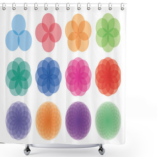 Personality  Round Ornaments Set. Abstract Creative Flowers Shower Curtains