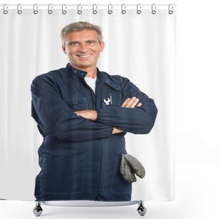 Personality  Happy Mature Mechanic Shower Curtains