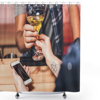 Personality  Barman Giving Cocktail To Visitor Shower Curtains