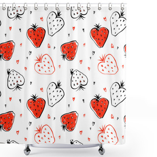 Personality  Strawberry Fruity Pattern Shower Curtains