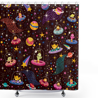 Personality  Cute Aliens Pattern Shower Curtains