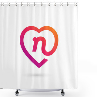 Personality  Letter N Heart Logo Icon Design Template Elements Shower Curtains