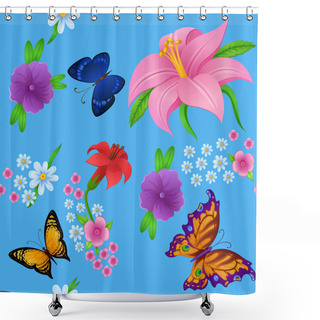 Personality  Flying Bright Butterflies Shower Curtains