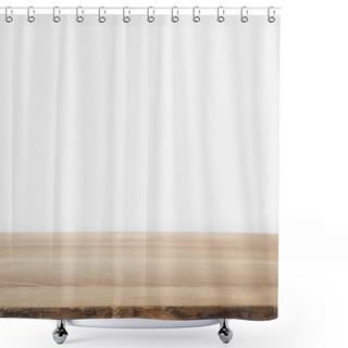 Personality  Brown Striped Table On White Wall  Shower Curtains