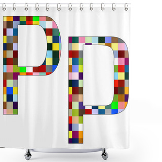 Personality  Font Set 1 Letter P Isolated On White Shower Curtains