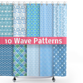 Personality  Wave Different Seamless Patterns (tiling). Vector Shower Curtains