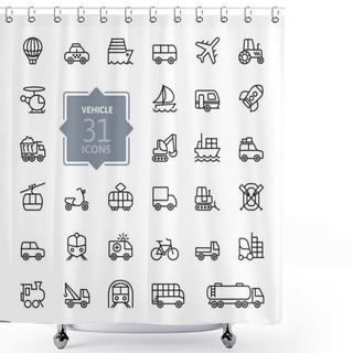 Personality  Transport, Vehicle And Delivery Elements - Minimal Thin Line Web Icon Set. Outline Icons Collection. Simple Vector Illustration. Shower Curtains