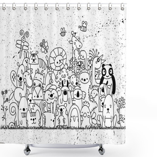 Personality  Hand Drawn Vector Illustration Of Doodle Funny Animal, Illustrat Shower Curtains