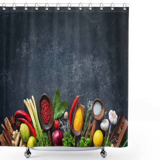 Personality  Various Herbs And Spices Shower Curtains