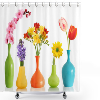 Personality  Spring Flowers In Vases Shower Curtains