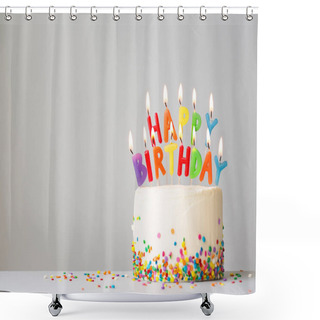 Personality  Birthday Cake With Colorful Candles Shower Curtains