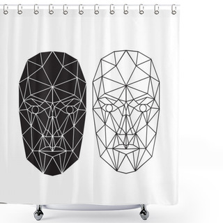 Personality  Triangle Abstract Human Face, Front View. Vector Illustration Shower Curtains