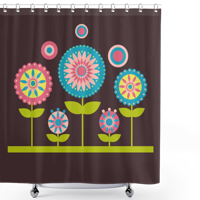 Personality  Vector Illustration Of Flowers On The Dark Background Shower Curtains
