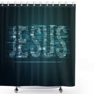 Personality  Religious Words Isolated On Black Shower Curtains