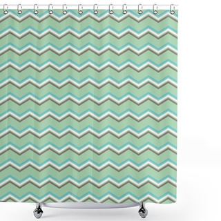 Personality  Tile Vector Pattern With Blue, Brown And White Zig Zag Print On Mint Green Background Shower Curtains
