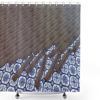 Personality  Wooden Parquet Shower Curtains