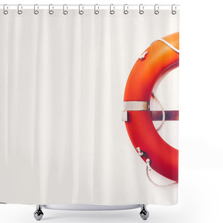Personality  Lifebuoy Hanging On  White Wall. Vintage Style Shower Curtains