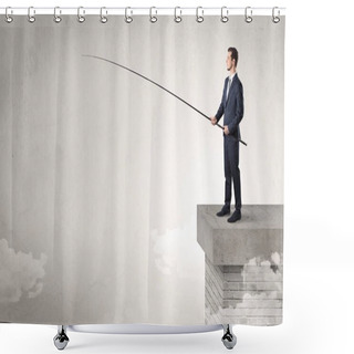 Personality  Businessman Fishing Nothing From The Top Shower Curtains