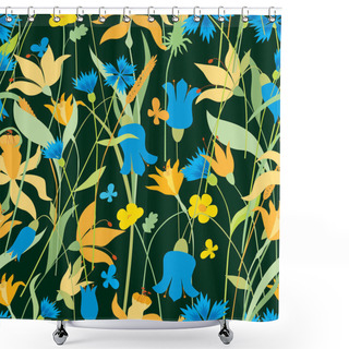 Personality  Pattern Of Different Meadow Flowers Shower Curtains
