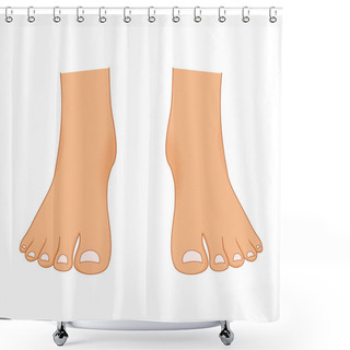 Personality  Beautiful Bare Woman Legs With A Pedicure Isolated On White Background. Female Body Parts Attractive Beauty Vector Set. Female Foot Bare, Beauty Woman Leg Illustration. Shower Curtains