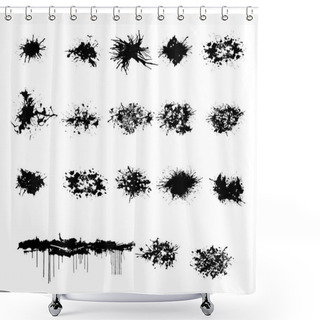 Personality  Grunge Splash And Ink Drops Set On The White Shower Curtains