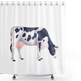 Personality  Cow Realistic Illustration Shower Curtains