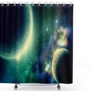 Personality  Two Planets Shower Curtains