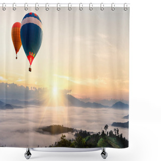 Personality  Hot Air Balloon Over Sea Of Mist Shower Curtains