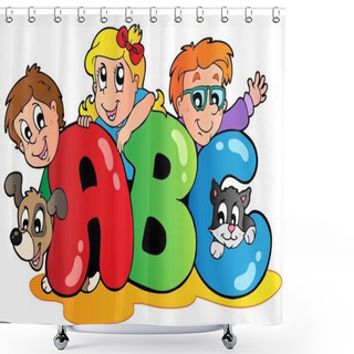 Personality  School Theme With ABC Leters Shower Curtains