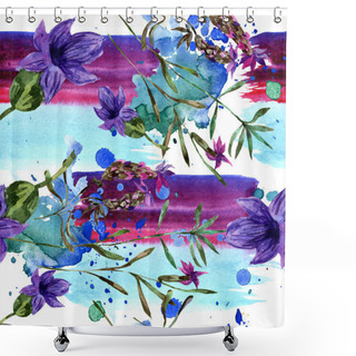 Personality  Beautiful Purple Lavender Flowers Isolated On White. Watercolor Background Illustration. Watercolour Drawing Fashion Aquarelle. Seamless Background Pattern. Shower Curtains