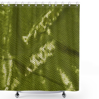 Personality  Fabric Texture With Green Sequins Shower Curtains