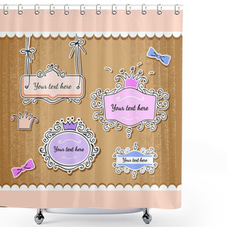 Personality  Vector Set Of Cute Frames. Shower Curtains