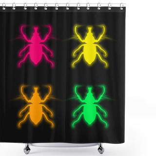 Personality  Animal Longhorned Insect Shape Four Color Glowing Neon Vector Icon Shower Curtains